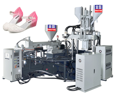 Drei Plastikschuhe der Farbetpr, die Maschine mit doppelter proportionaler Druckregelung herstellen