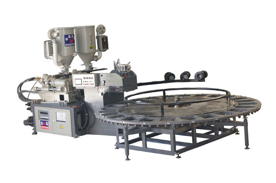 Rotierender doppelter Farbschuh-einzige Herstellungsmaschine für zwei Dichte-Plastiksohlen